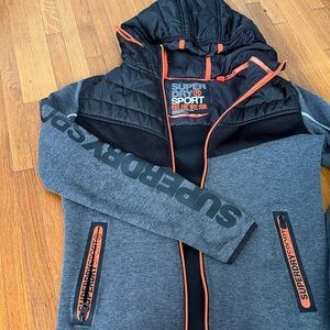 Superdry Sport Black and Gray Jacket with Orange Trim